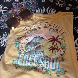 Yellow Crop Top !! with free sunglasses and boho headband !!